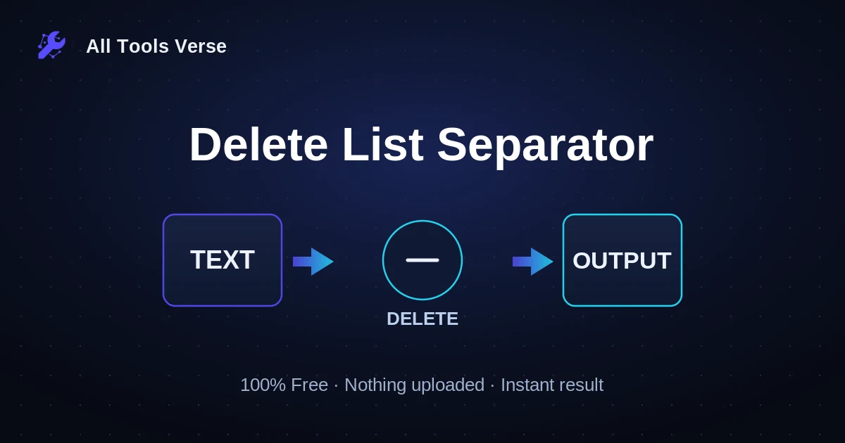 Delete List Separator · free online tool · All Tools Verse