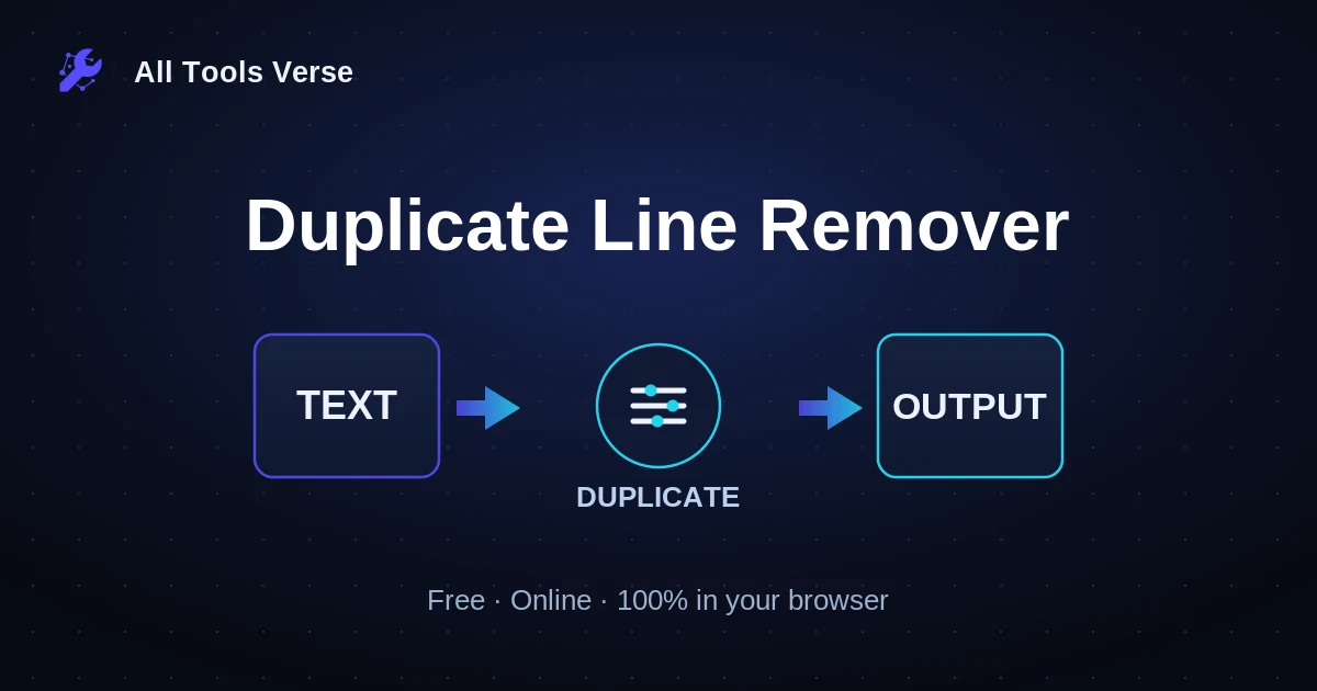 Duplicate Line Remover · free online tool · All Tools Verse