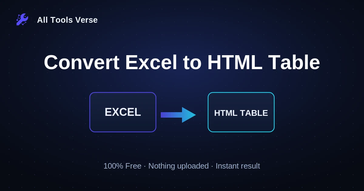 Convert Excel to HTML Table · free online tool · All Tools Verse