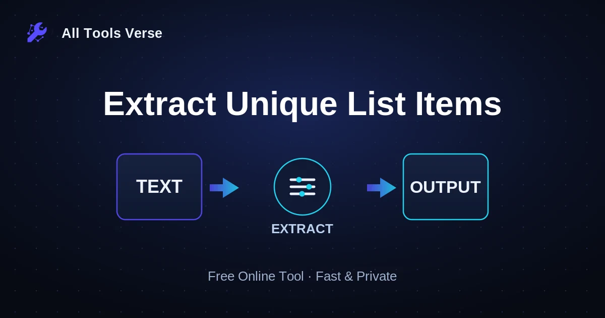 Extract Unique List Items · free online tool · All Tools Verse