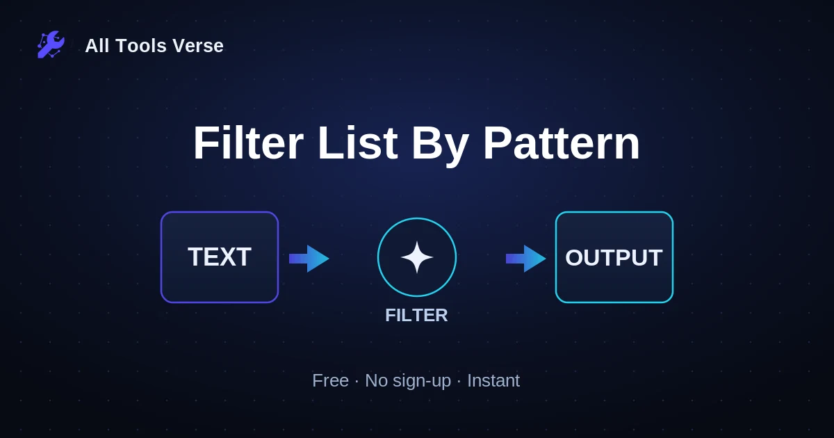 Filter List By Pattern · free online tool · All Tools Verse