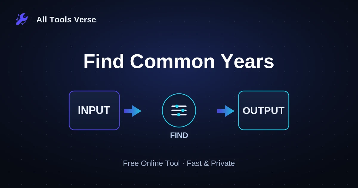 Find Common Years · free online tool · All Tools Verse