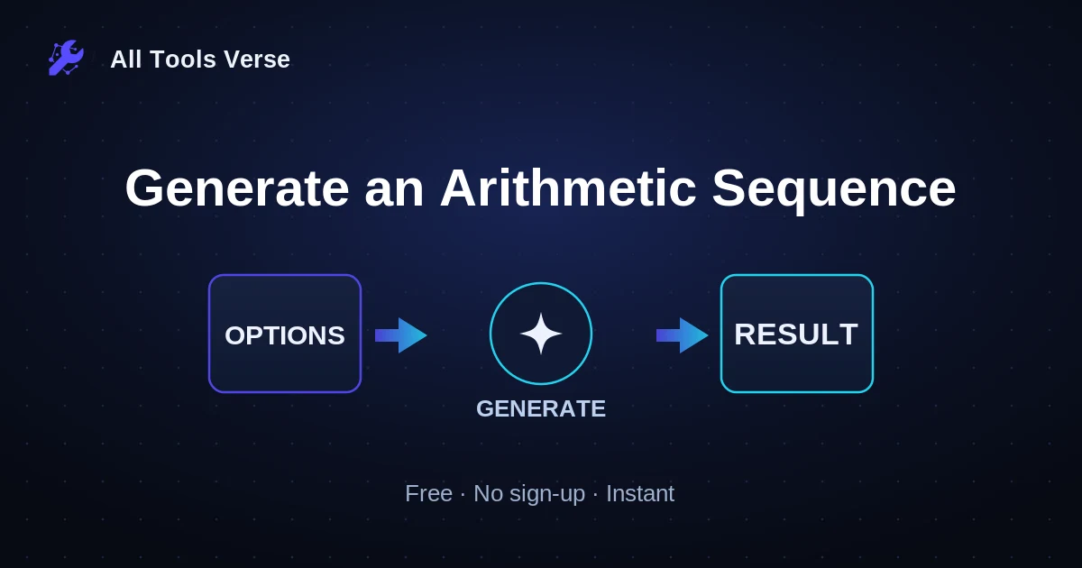 Generate an Arithmetic Sequence · free online tool · All Tools Verse