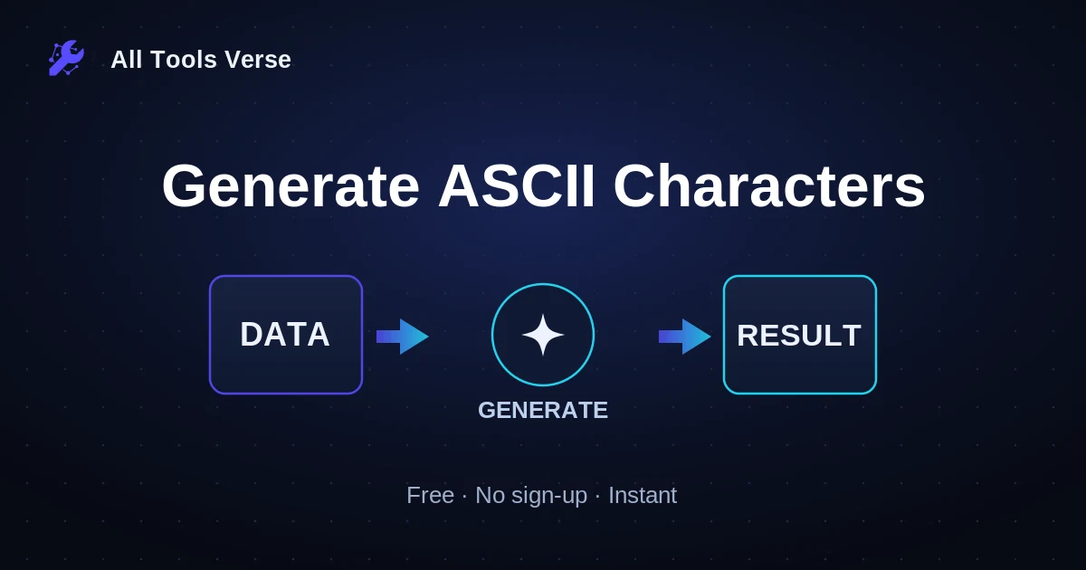 Generate ASCII Characters · free online tool · All Tools Verse