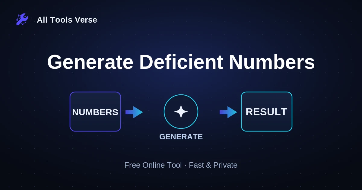 Generate Deficient Numbers · free online tool · All Tools Verse