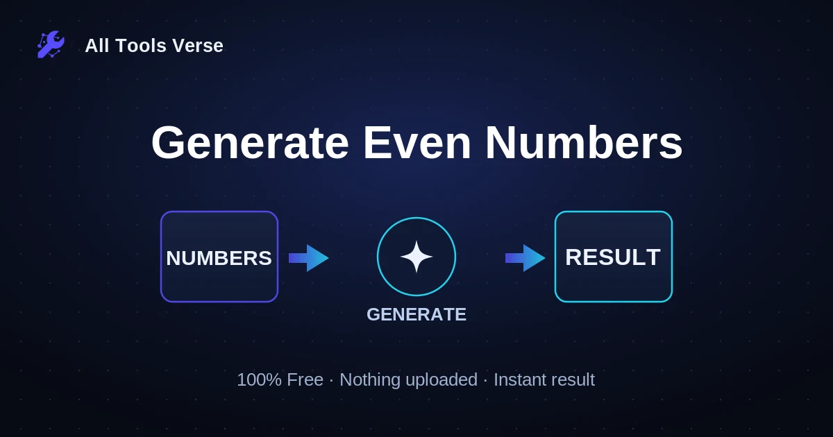 Generate Even Numbers · free online tool · All Tools Verse