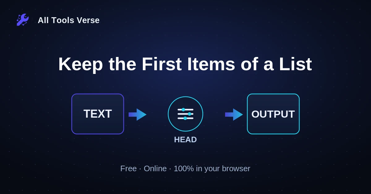 Keep the First Items of a List · free online tool · All Tools Verse