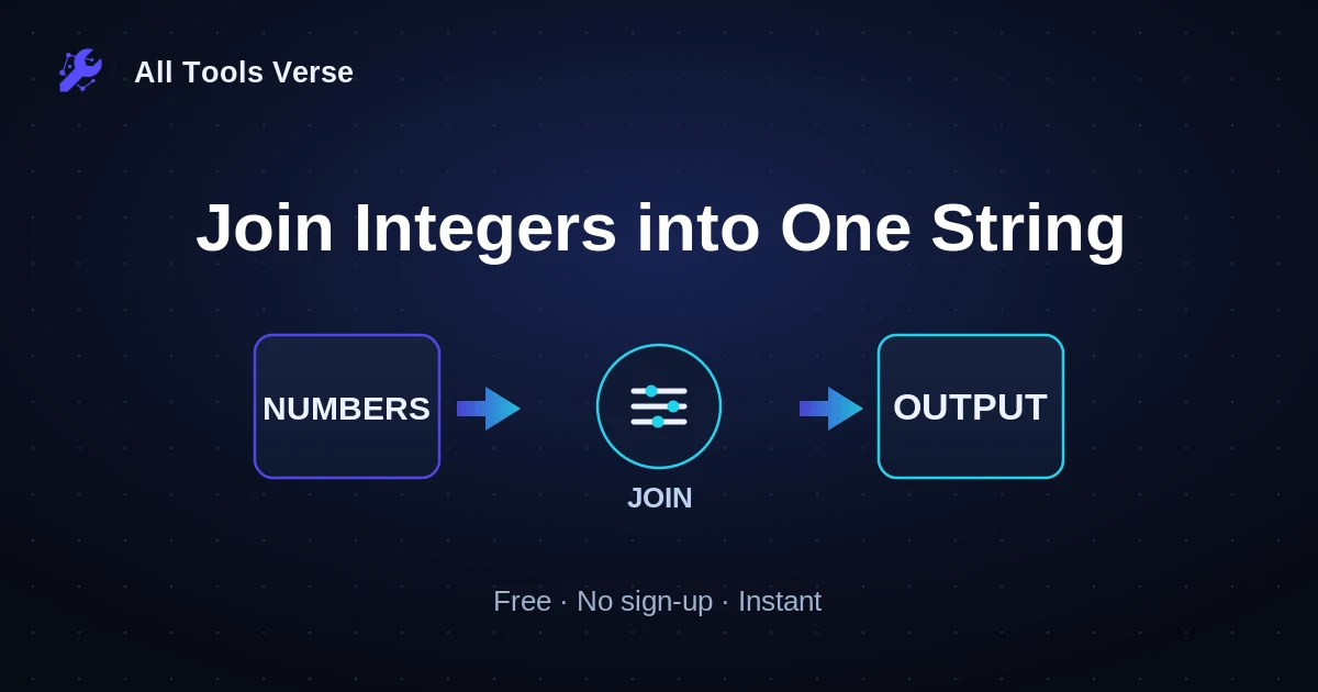 Join Integers into One String · free online tool · All Tools Verse
