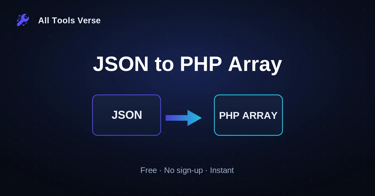 JSON to PHP Array · free online tool · All Tools Verse