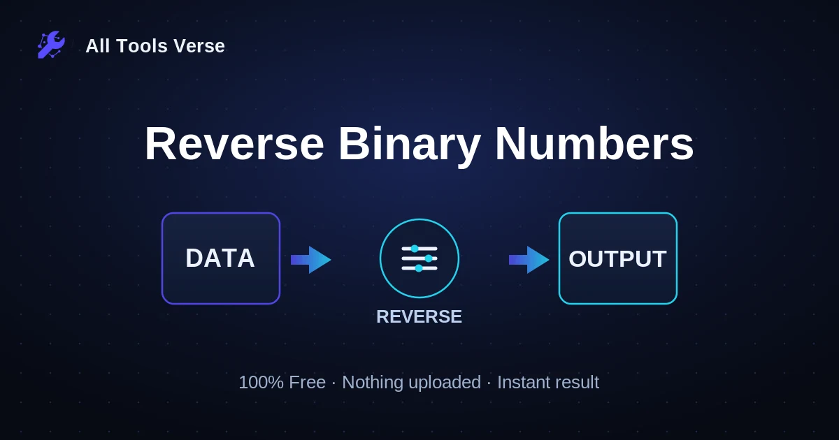 Reverse Binary Numbers · free online tool · All Tools Verse