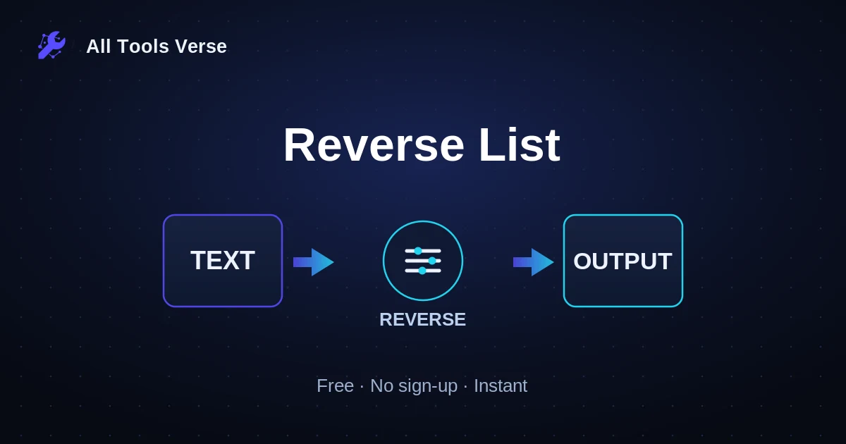 Reverse List · free online tool · All Tools Verse