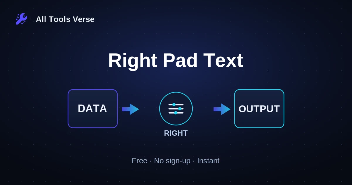 Right Pad Text · free online tool · All Tools Verse