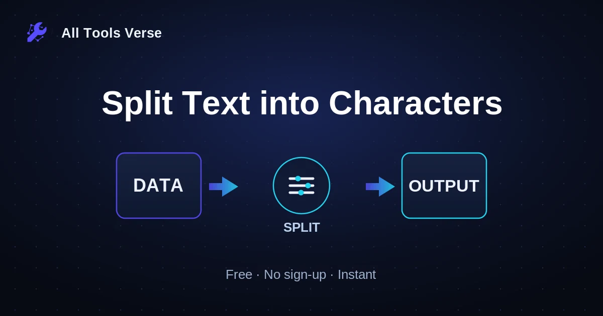 Split Text into Characters · free online tool · All Tools Verse