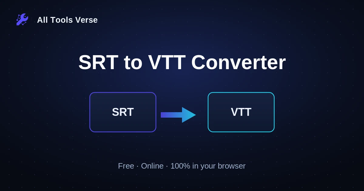 SRT to VTT Converter · free online tool · All Tools Verse