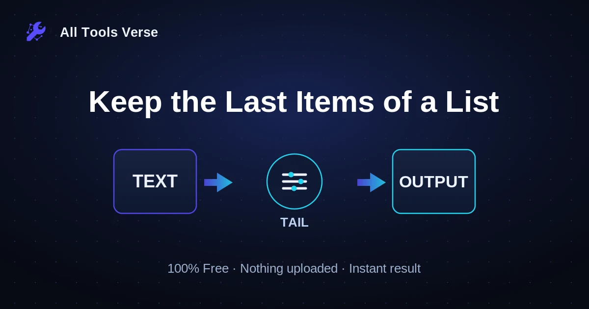 Keep the Last Items of a List · free online tool · All Tools Verse