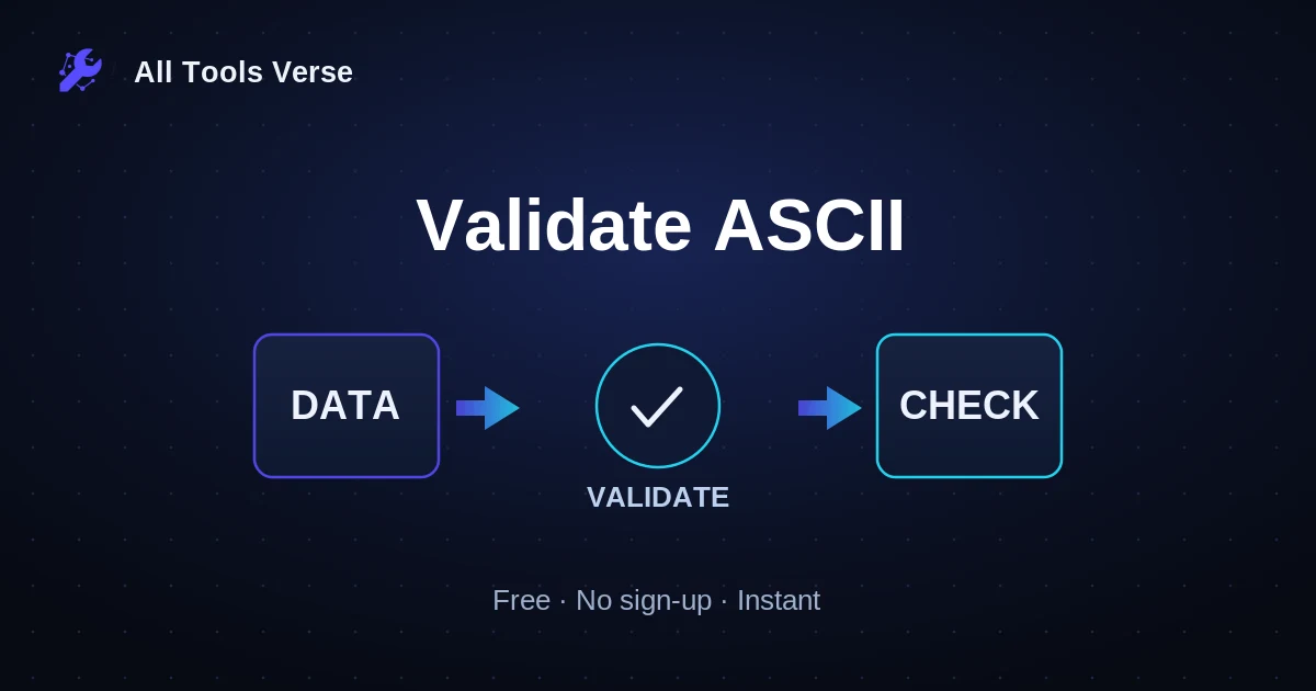 Validate ASCII · free online tool · All Tools Verse