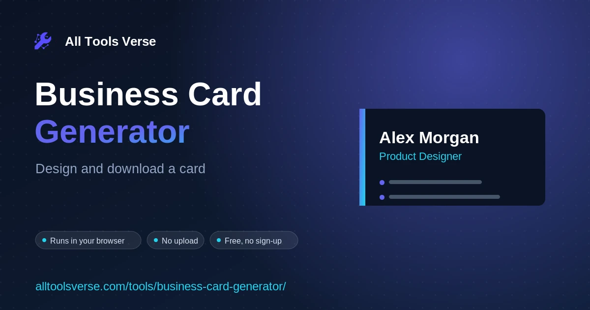 Business Card Generator - free online tool by All Tools Verse