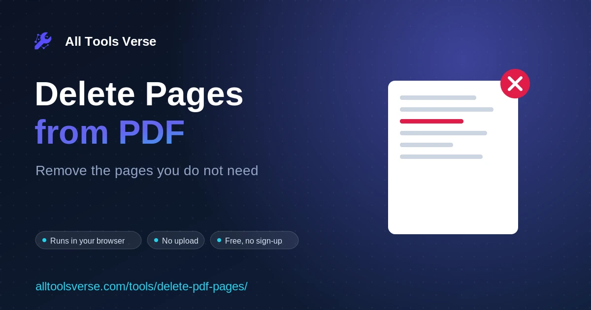 Delete Pages from PDF - free online tool by All Tools Verse