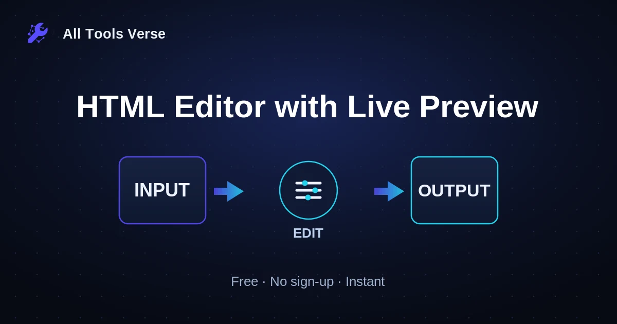 HTML Editor with Live Preview · free online tool · All Tools Verse