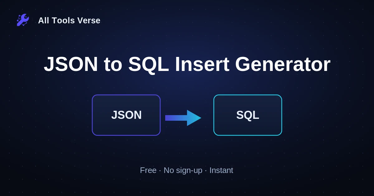 JSON to SQL Insert Generator · free online tool · All Tools Verse