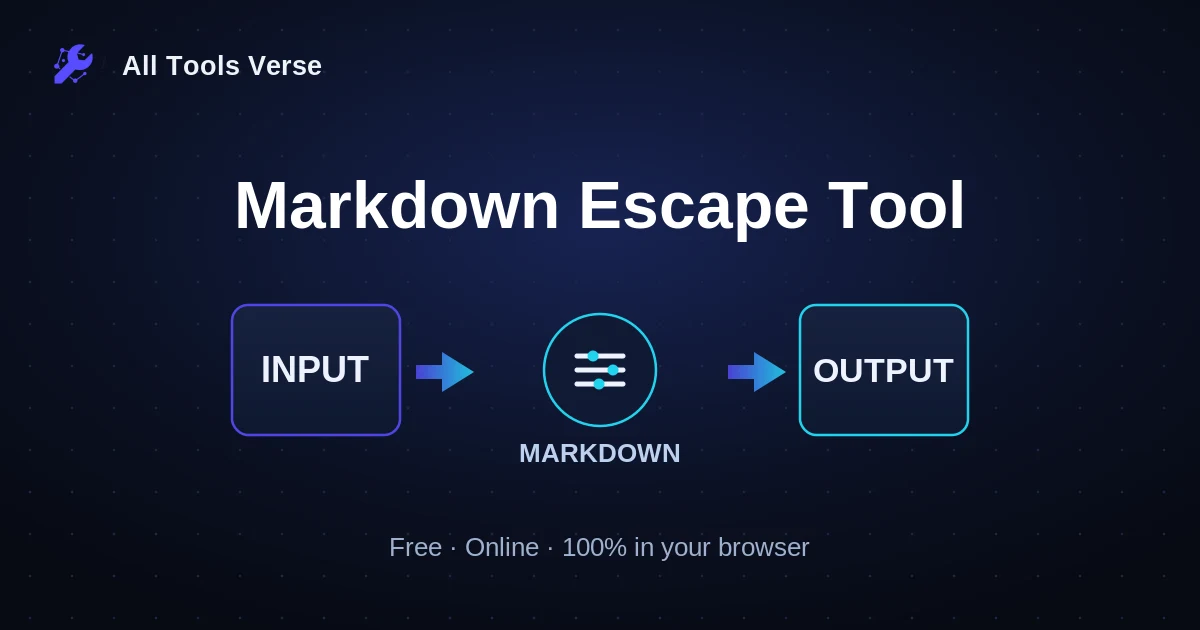 Markdown Escape Tool · free online tool · All Tools Verse