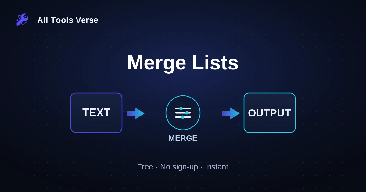Merge Lists · free online tool · All Tools Verse