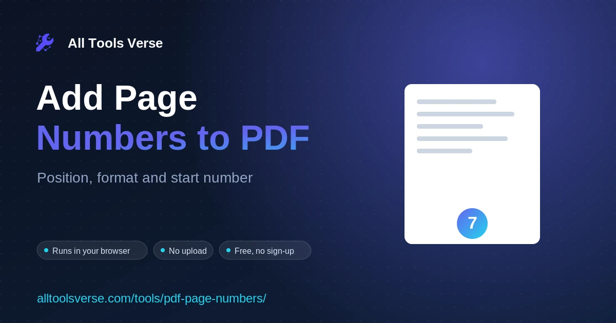 Add Page Numbers to PDF - free online tool by All Tools Verse