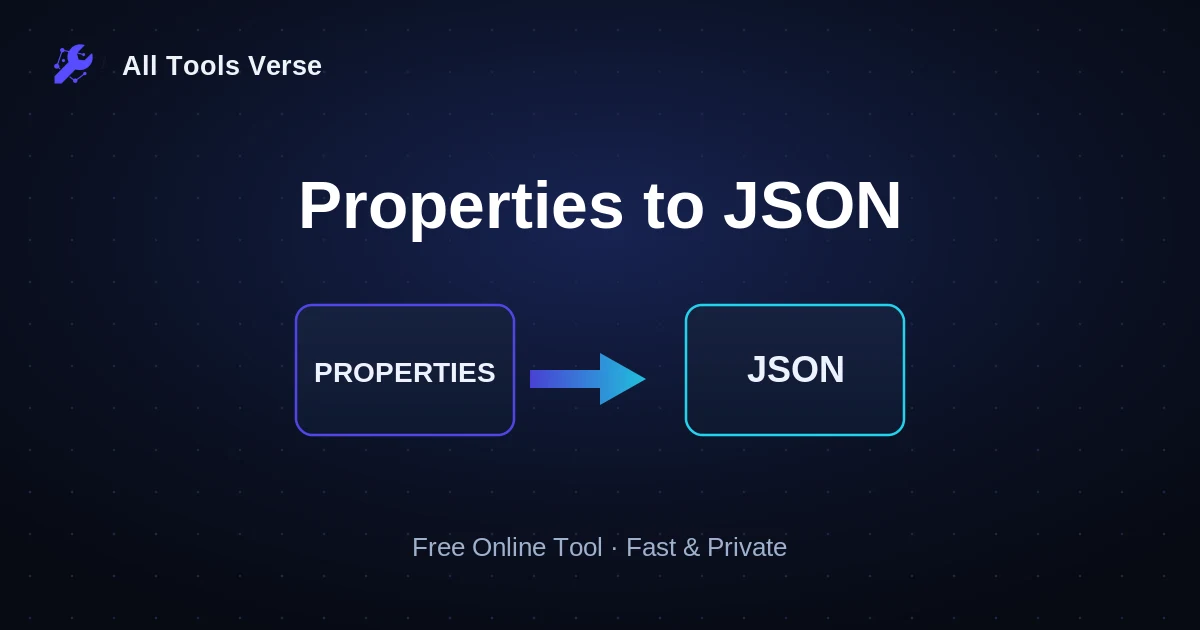 Properties to JSON · free online tool · All Tools Verse
