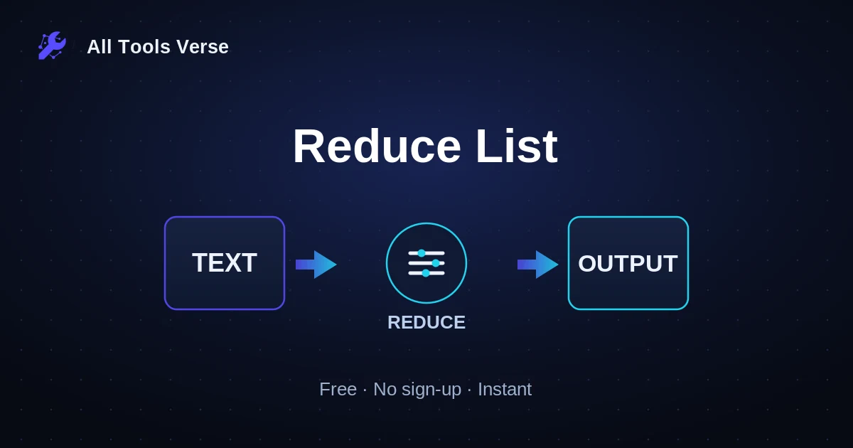 Reduce List · free online tool · All Tools Verse