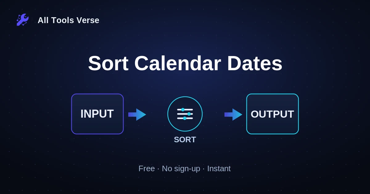 Sort Calendar Dates · free online tool · All Tools Verse