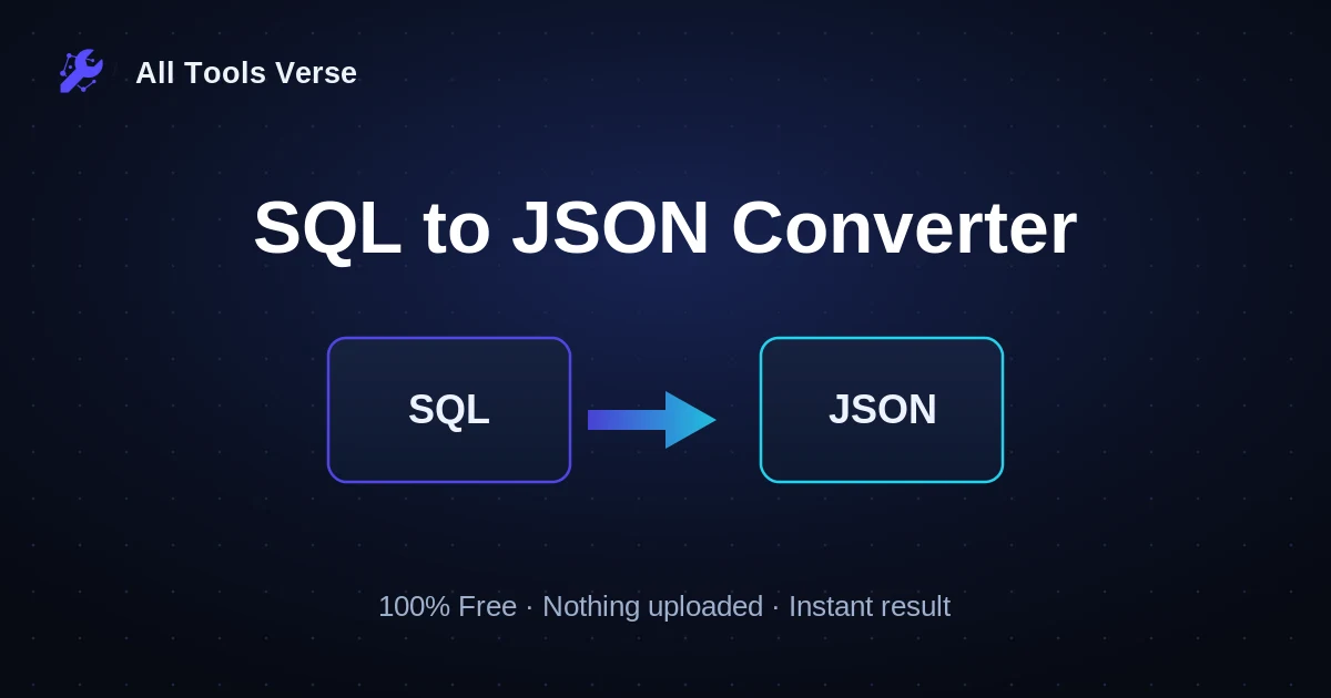 SQL to JSON Converter · free online tool · All Tools Verse
