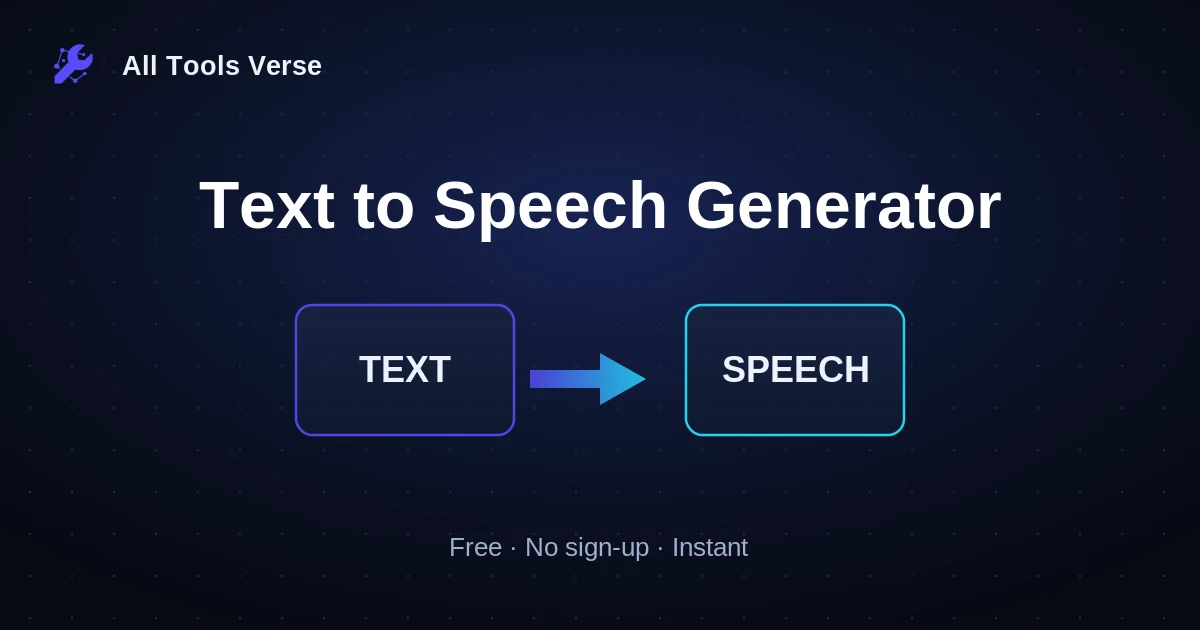 Text to Speech Generator · free online tool · All Tools Verse