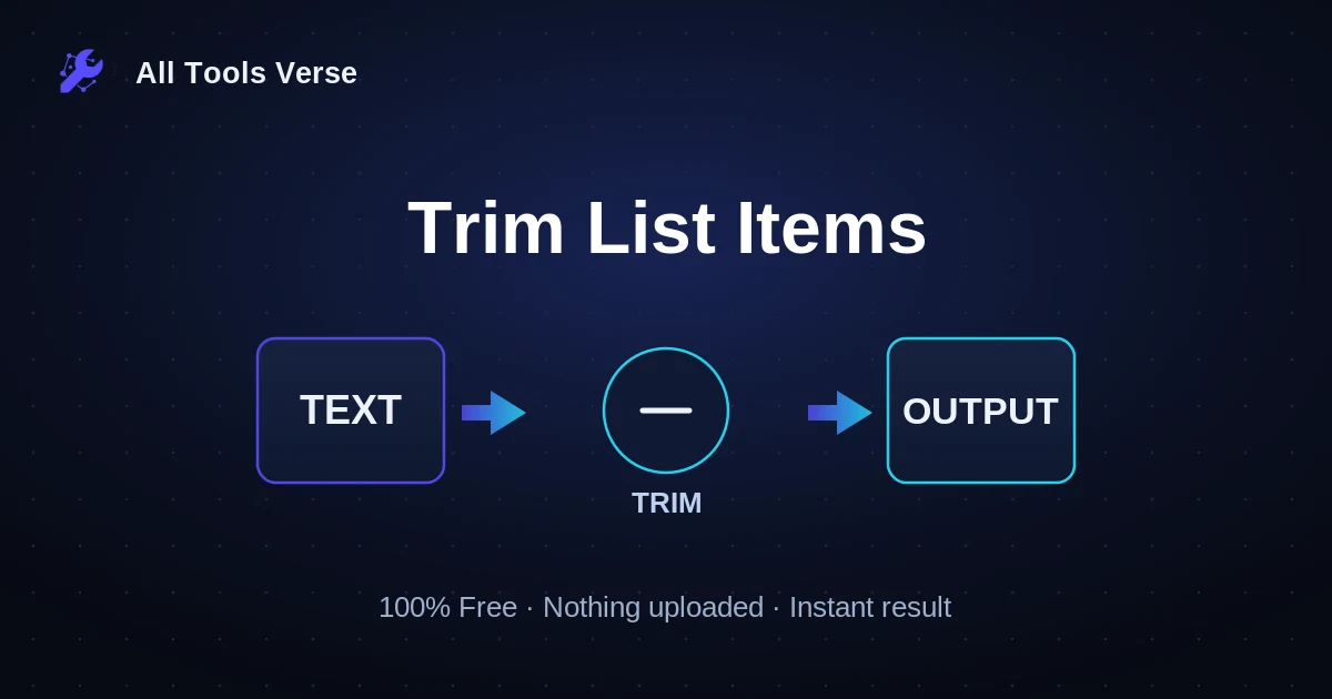 Trim List Items · free online tool · All Tools Verse