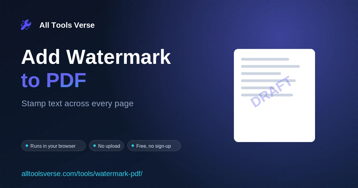 Add Watermark to PDF - free online tool by All Tools Verse
