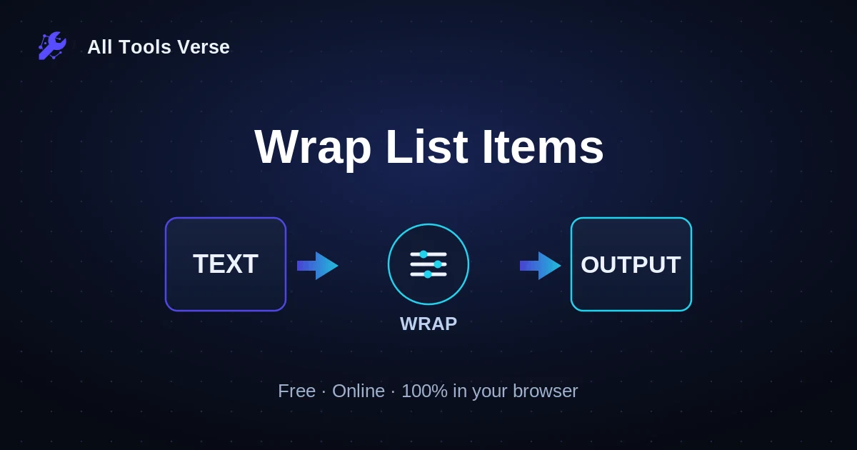 Wrap List Items · free online tool · All Tools Verse