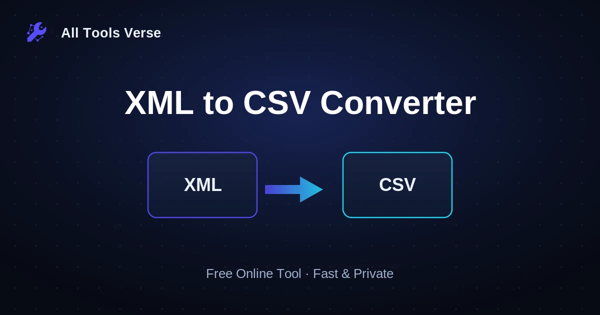 XML to CSV Converter · free online tool · All Tools Verse